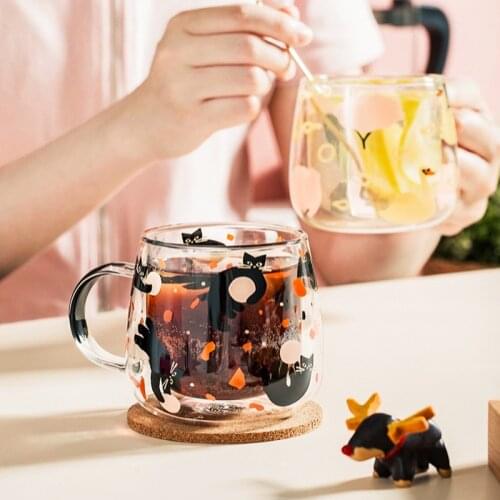 Cute Animal Series Glass Mugs Cartoons Double Layer Wall Glass Heat Resistance Cup Milk Coffee Tea Juice Valentines Day Gift