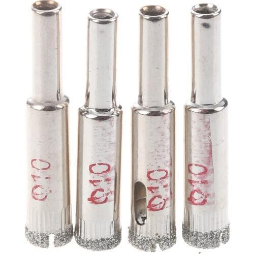 4 Pcs 10mm Dia Diamond Coated Drill Bit Marble Tile Glass Hole Saw Cutting Tool