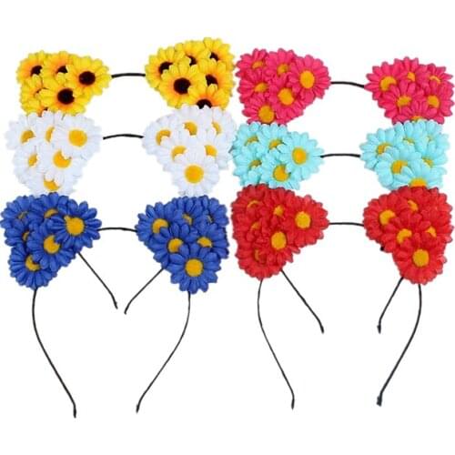 Cloth daisies HairHoop Cat Ears Hairband for Women Party Cute Head Buckle Photo Headwear Girls Hair Accessories for Children