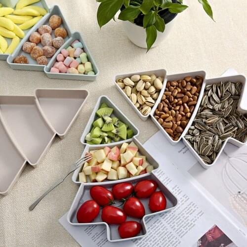 Creative Christmas Tree Shape Candy Snacks Nuts Seeds Dry Fruits Plastic Plates Dishes Bowl Breakfast Tray Home Kitchen Supplies