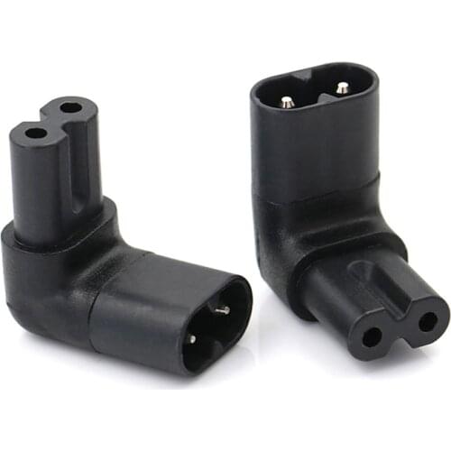 Black Male Female Extension Connector IEC320 iec C7 to C8 90 Degree UP and Down Angled AC Power Adapter