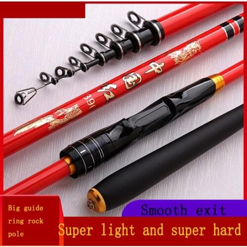 2.7M-6.3M Carbon Fiber Fishing Rod Large Guide Ring Ultra-Light And Super Hard Dual-Use Telescopic Rock Fishing Rod