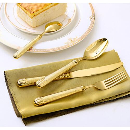 High Quality 304 Stainless Steel Western Tableware Wheat Ear Mirror Light Steak Knife and Fork Hotel Restaurant Utensils Set