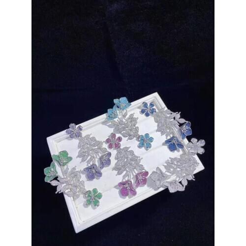 Top Grade Cubic Zircon Micro pave flower connector 43x80mm golden plated DIY Jewelry Findings