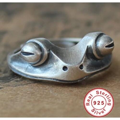 925 Sterling Silver Vintage Frog Engagement Ring Viking Woman Charm Jewelry Rings For Women Bridal Fashion Small Finger Animal