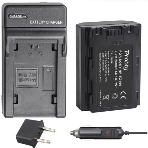 1pcs NP-FZ100 NPFZ100 FZ100 Battery + Car Charger for Sony Alpha a9, Alpha a7R III, A7R MARK 3, Alpha a7 III, A7 MARK 3 BC-QZ1