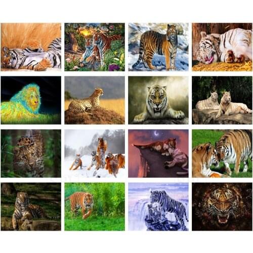 Tiger Leopard Diamond Painting Home Decoration Handmade Gifts Beast Lion 5D Square Round Mosaic Patch Diamond Embroidery Wild