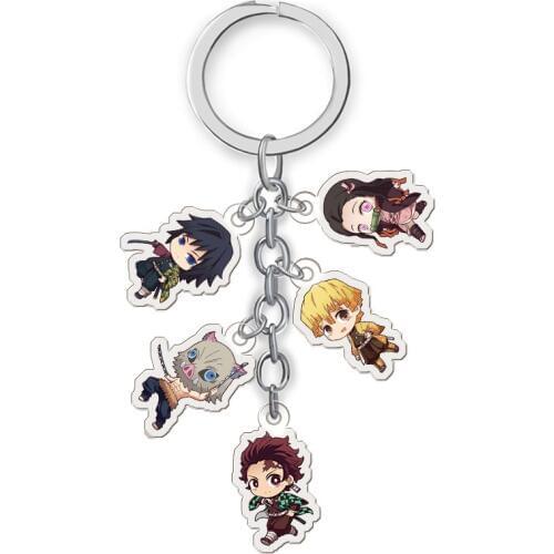 Anime Demon Slayer Kimetsu no Yaiba Keychain Acrylic Ghost Blade Pendants Cute Cartoon Bag Key Chains Cosplay Jewelry Gift