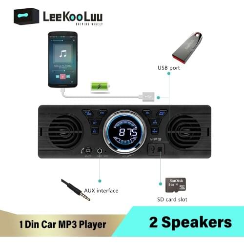 LeeKooLuu Autoradio Car Radio Stereo Bluetooth FM Aux SD USB In-dash 1 din Audio MP3 Multimedia Player Built-in 2 speakers Mic