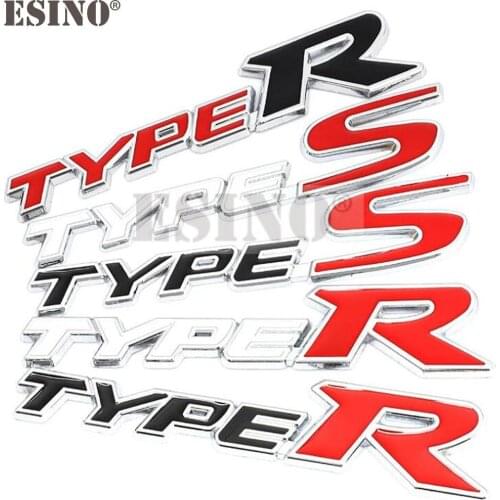 New Car Styling 3D Metal Chrome Zinc Alloy Emblem Type R Body Badge Sticker Decal Auto Accessory for Honda Civic Type R