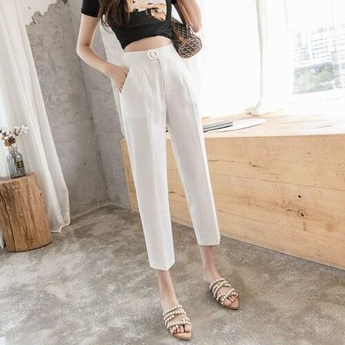 White Pants Woman High Waisted Black Plus Size Harem 2021 Spring Summer Clothes Joggers Vintage Streetwear Work Vintage Pantalon