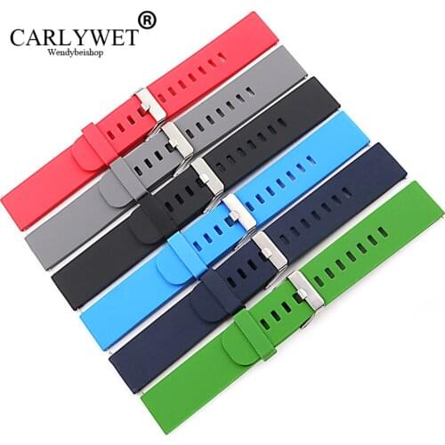 CARLYWET Brand 18 20 22mm Waterproof Silicone Rubber Wrist Watch Band Belt Strap For Samsung Galaxy Gear&MOTO 360 2nd&Ticwatch 2
