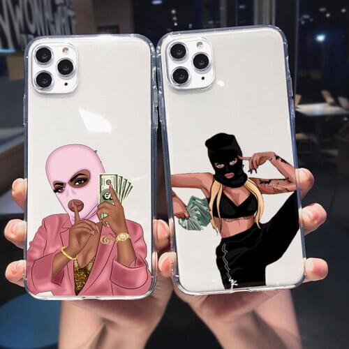 MAKE MONEYMAKE MONEY Cash Black head Girl Fundas phone case for iPhone 12 11 Pro Max X XR XS 8 7 6s Plus Soft silicon TPU Cases