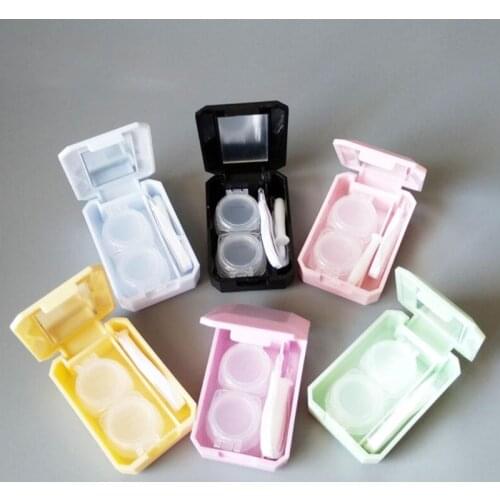Cute Solid Color Contact Lens Cases Mini Contact Lenses Case for Eyes Care Kit Contact Lens Container Storage Box Travel Kit