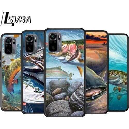 Trout Panel Fish Fishing for Xiaomi Redmi Note 10 10S 9 9T 9S 9Pro Max 8T 8Pro 8 7 6 5 Pro 5A 4X 4 Soft Black Phone Case