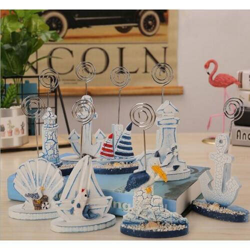 Vintage Resin The Mediterranean Sea Style Photo Clip Holder Desk Name Card Wedding Favors Place Card Memo Paper Clip Note Holder