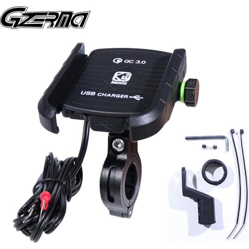 3.0A USB Quick Charge Motorcycle Phone Holder for Harley BMW Handlebar Stand Mount Aluminum Alloy Motorbike Phone Holder Stand