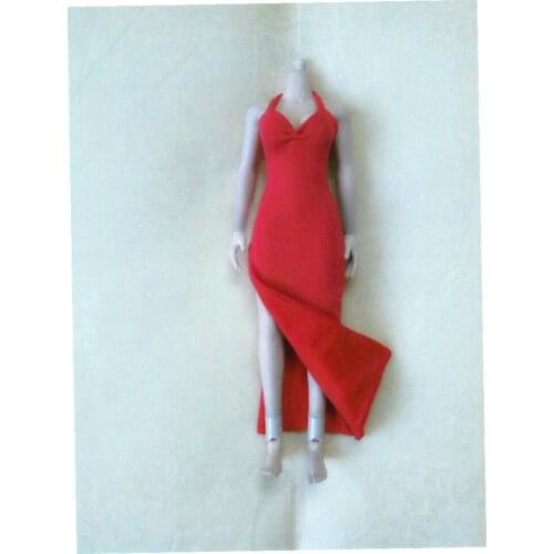 Custom 1:6 Scale Figure Red Female Long Evening Dress For 12" Body Doll