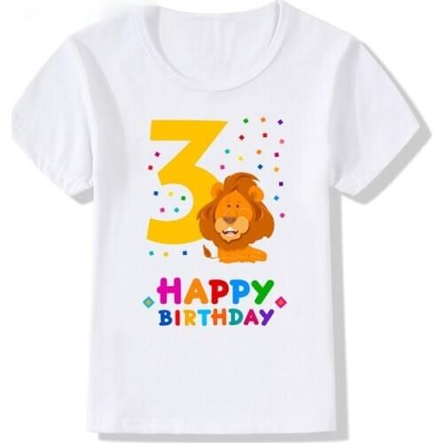 Boy T Shirt for Girls Tops Cartoon Animal Number 2 3 4 5 7 9 Years Birthday Graphic Tee Children Kids Boys Clothes 8 To 12 Years