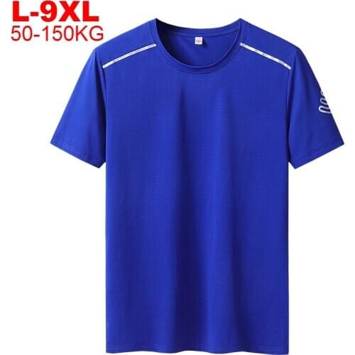 Quick Dry T-shirts Men Large Size 7xl 8xl 9xl Mens Sportswear Short Sleeve T-shirt Summer Light Tees Tops Man Elastic Tshirts