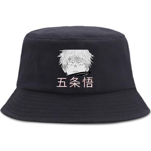 Hat Satoru Gojo Japan Hot Anime Printing WomenS Bucket Hat Unisex Fashion Women Fishman Hats Casual Cotton Men Bob Caps