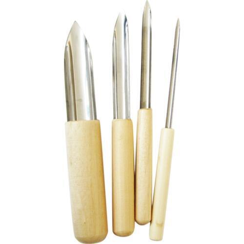 4 Pieces Wooden Handle Pottery Ceramic Clay Hole Cutter Sculpture Carving Tools