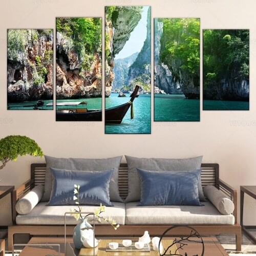 HD Printed 5 Piece Canvas Art Nature Canyon Landscape Painting Wall Pictures for Living Room Boat decor Poster Dropshipping