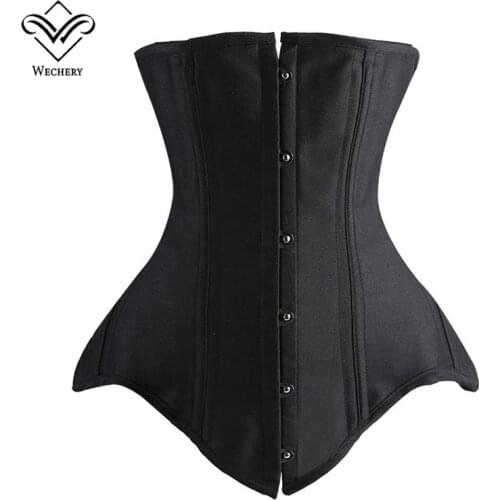 Bodice Underbust Corset Top 26 Steel Bones Slimming Bustier Tops Waist Trainer Cincher Belts Black XS-2XL Outwork Women Corset