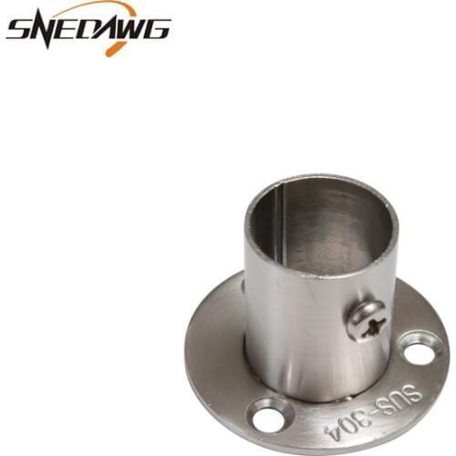 2pcs 19/22/25/32mm Pipe Flange Bracket 304Stainless Steel Flange Bracket Socket Wall Mount Cloth Rack Pipe Bracket