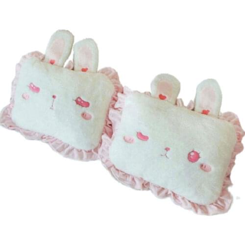 Pink Rabbit Square pillow With Cute Bunny Ears Lolita lace pillow Princess Girl Room Bed Decor Sleeping Pillow Birthday gift