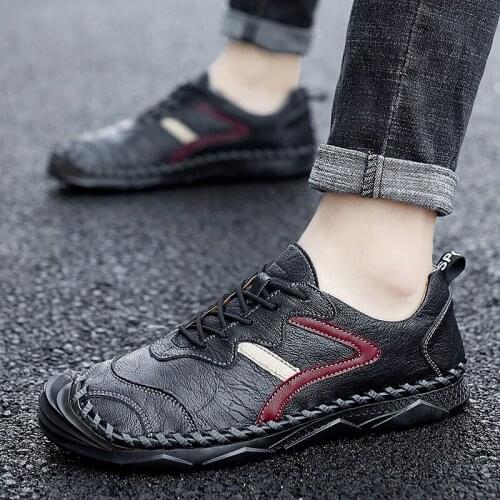 Leather Men Casual Shoes Zapatos Brand 2020 Men Loafers Moccasins Breathable Slip on Driving Shoes Plus Size 38-47 Drop Shipping