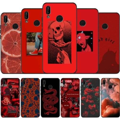 Retro red pattern art lyrics black soft Phone Case for huawei P40 P30 P20 P10 Pro lite P9 Lite nova 4E 6SE Psmart 2019 Y6 9 Prim