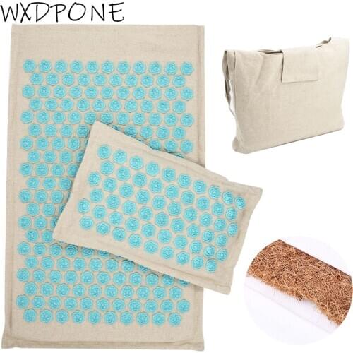 Coconut Fiber Lotus Acupressure Mat Set Back Body Massage Mat with Pillow Relaxation Stress Relief Yoga Massager Cushion Shiatsu