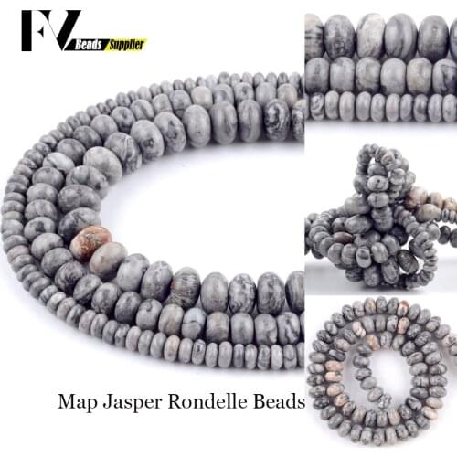 Natural Stone Map Jaspers Rondelle Beads Spacer Round Beads For Jewelry Making DIY Bracelets Necklace Needlework 4 6 8mm 15"