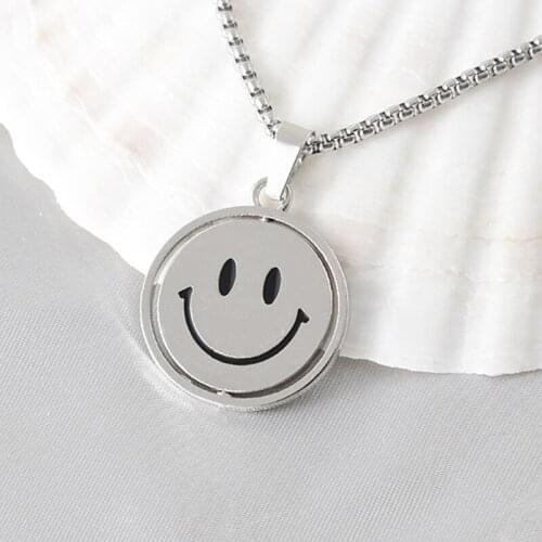 New Punk chain on the neck hip-hop style rotatable smile pendant gothic grunge chain aesthetic ladies necklace jewelry accessory