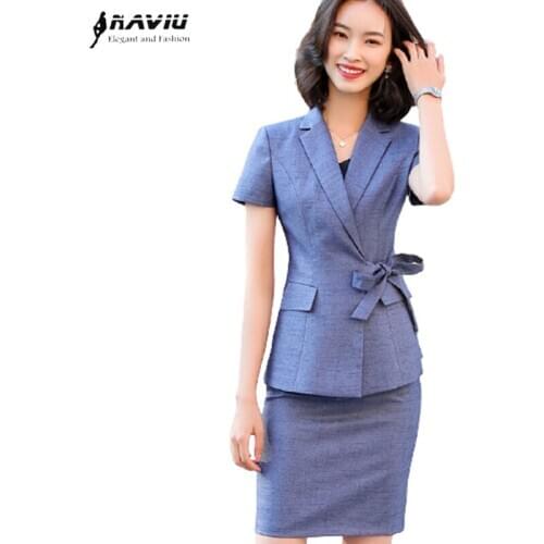 Naviu New Fashion 2020 Summer Business Suit Professional Wear Office Lady Interview Formal Uniform For Beauty Set