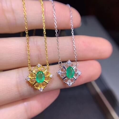New style natural green emerald necklace for women with silver good cut hot selling gift birthday party anniversary present