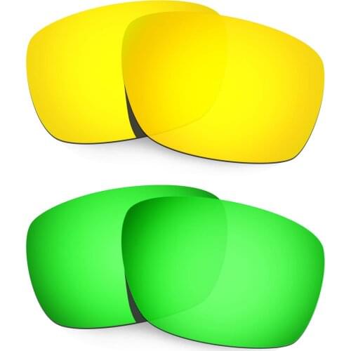 HKUCO Polarized Replacement Lenses For Tinfoil Carbon Sunglasses Gold/Green 2 Pairs