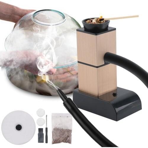 BORUiT Portable Molecular Cuisine Smoking Gun Food Cold Smoke Generator Meat Burn Smokehouse Cooking for BBQ Grill Smoker Wood