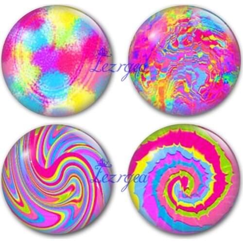 Rainbow candy glass cabochon,rainbow color Round photo glass cabochon demo flat back Making findings