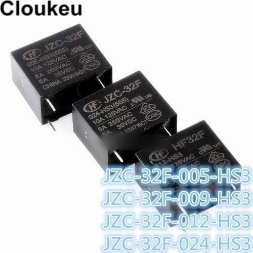 100Pcs Relay DIP4 HF32F JZC-32F-005-HS3 JZC-32F-009-HS3 JZC-32F-012-HS3 JZC-32F-024-HS3