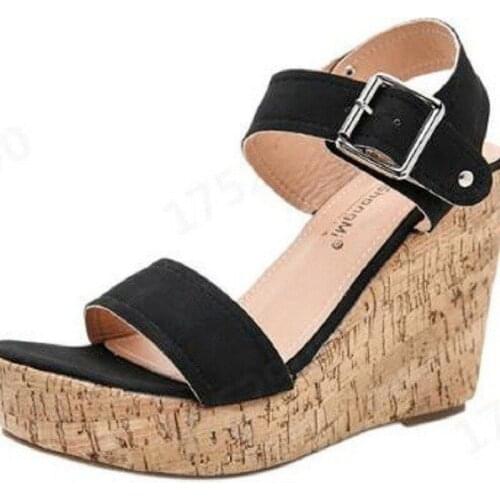 Womens Sandals Summer New Style Sandals Womens Wedges with Buckle Belt European and American Open Toe High Heels Women Shoes