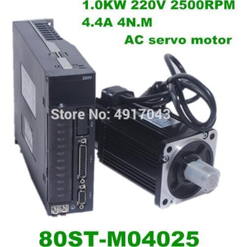 80ST-M04025 220V 1000W AC Servo motor 4N.M 2500RPM 1KW servomotor Single-Phase ac drive permanent magnet Matched Driver