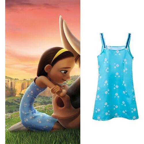 Takerlama Ferdinand Cosplay Nina Dress Kids Girls Flower Sling Dress Cute Blue Dress Girls Summer Floral Print Party Dresses