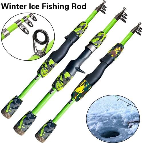 120/150CM Mini Telescopic Ice Fishing Rod Portable Shrimp Carp Spinning Casting Fishing Pole Winter Fishing Rod Tackle Pesca