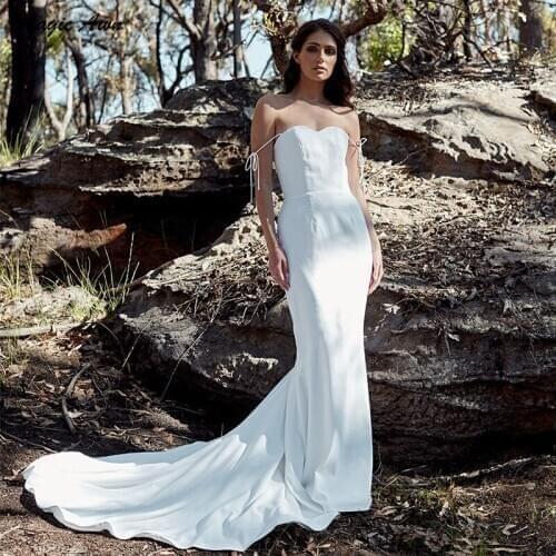Magic Awn Bohemian Mermaid Wedding Dresses Spaghetti Straps Simple Princess Beach Country Wedding Party Gowns Cheap Robes Mariee