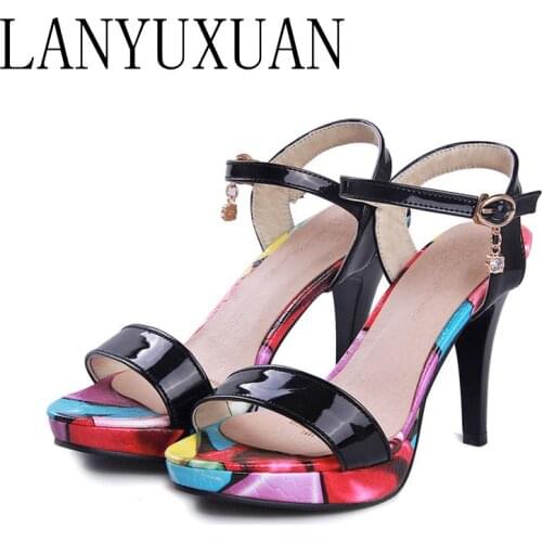 LANYUXUAN Big Size 32- 45 Sandals Ladies Platforms Fashion Dress women Shoes Sexy High Heels Shoes Woman Pumps T8674