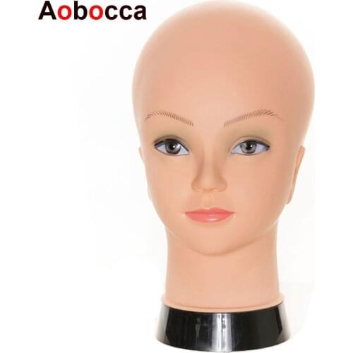 Aobocca Female Bald Mannequin Head With Stand Cosmetology Practice African Training Manikin Head For Styling Wigs