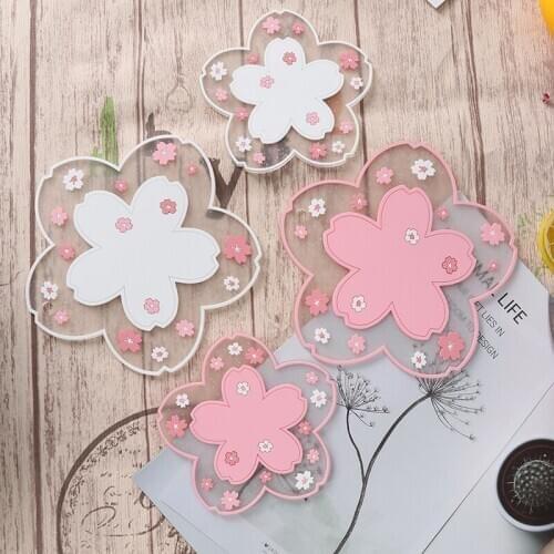 1pc Japan Style Cherry Blossom Heat Insulation Table Mat Family Office Anti-skid Tea Cup Milk Mug Coffee Cup Coaster