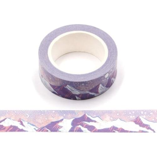 10pcs Decorative Purple Snow Mountains Silver Foil Washi Tapes DIY Scrapbooking Planner Japanese Masking Tapes Kawaii Stationery